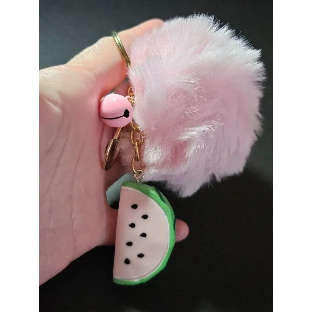 Pink puff and watermelon slice key fob